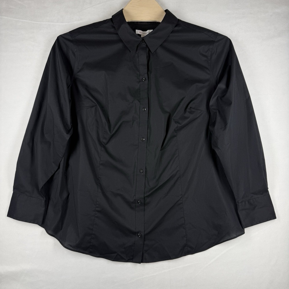 Liz Claiborne Women 2X NWT Black Button Front Shirt 3/4 Sleeve Plus Size